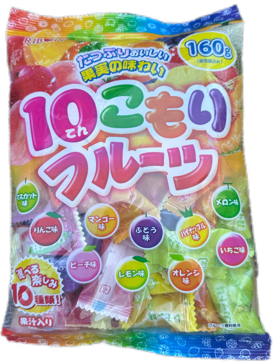 Ribon 10 erilaista hedelmänmakuista karkkia Japani