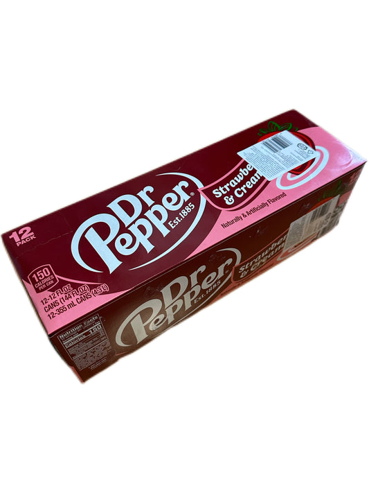 12 x Dr Pepper Strawberry & Cream 355ml (sis. pantit)
